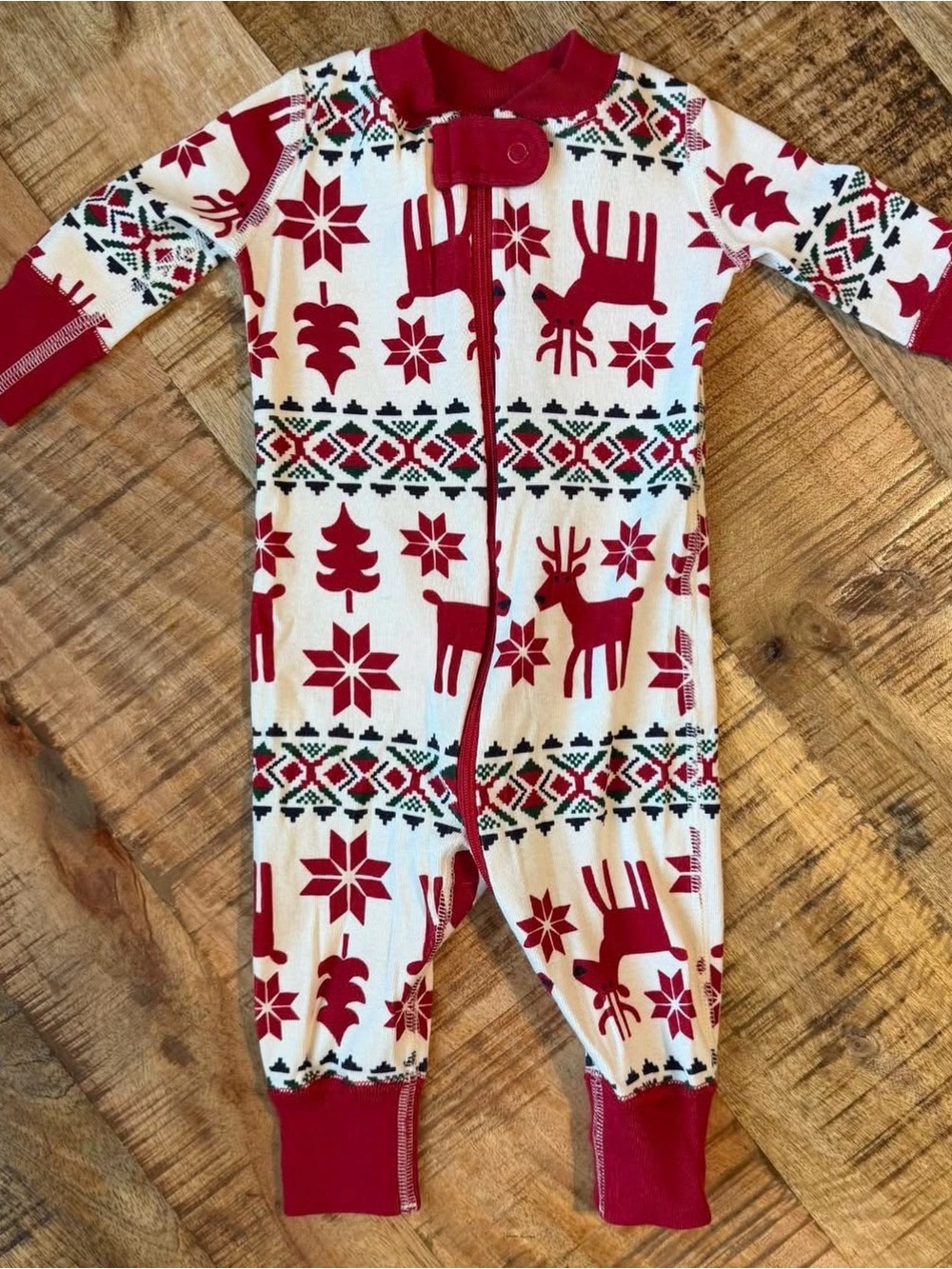 Hanna Andersson Dear Deer Reindeer Holiday One-Piece 0-3 months